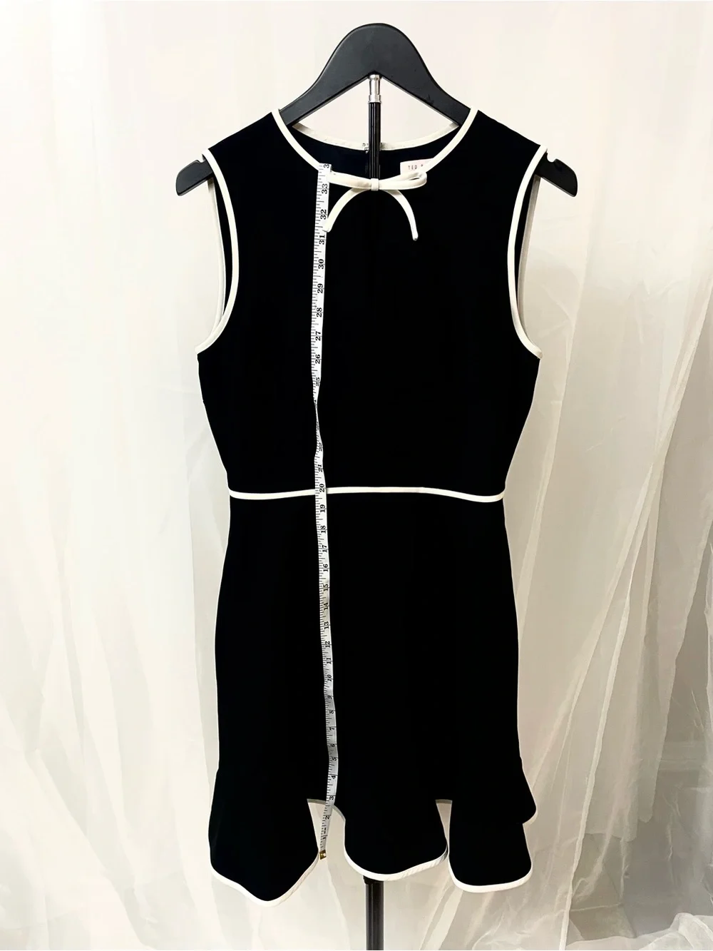 Ted Baker Black A-Line Sleeveless Dress with White Trim and Pockets